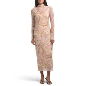 AFRM sand Marni Op Mock Neck Midi Dress